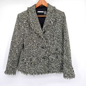 Peter Nygard Gold Silver Metallic Tweed Blazer Set Womens Size 12 Petites